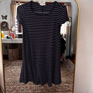 love, Fire Navy and White Striped Mini Dress